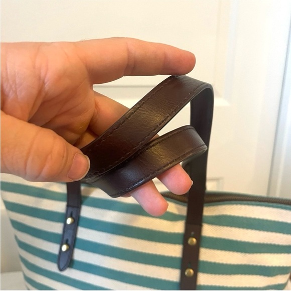 FOSSIL Turquoise Stripe Sydney Ryder Tote laptop Shoulder Bag - Picture 6 of 10